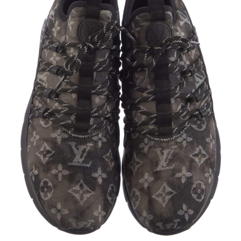 Louis Vuitton Black and Grey Monogram Knit Trainer - Picture 3 of 5